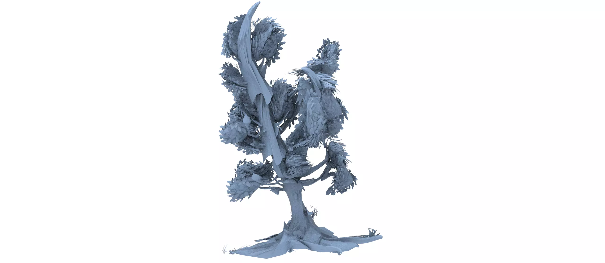 Winter windy tree 2 3D model_0