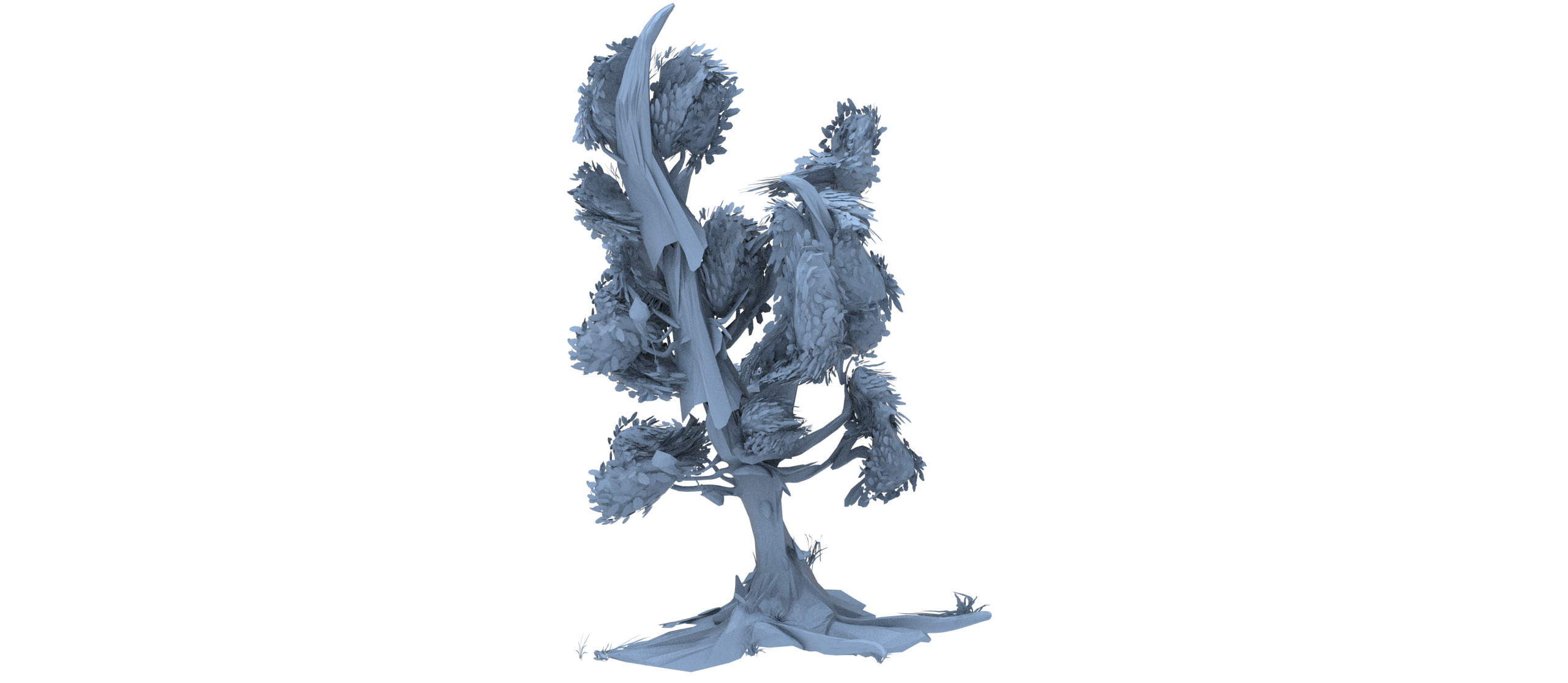 Winter windy tree 2 3D model_1