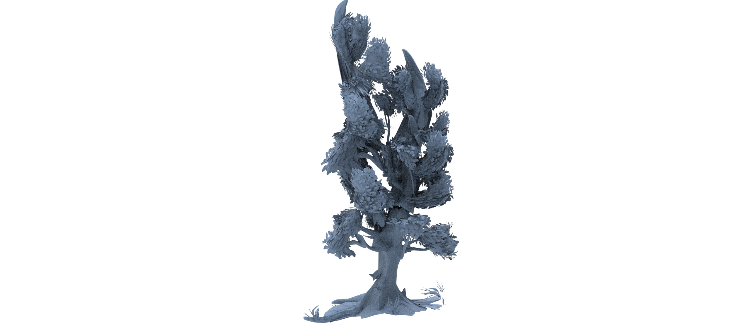 Winter windy tree 3  3D model_1