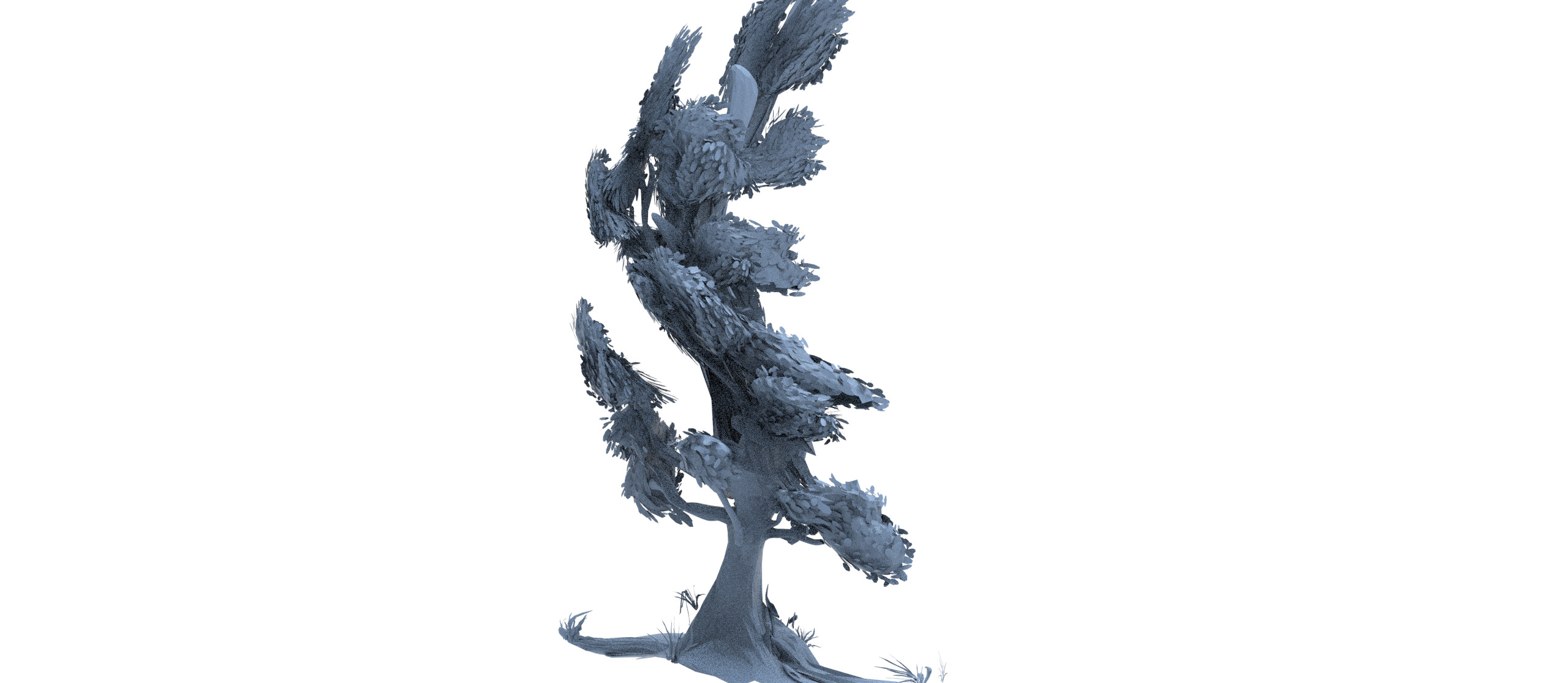 Winter windy tree 4   3D model_1