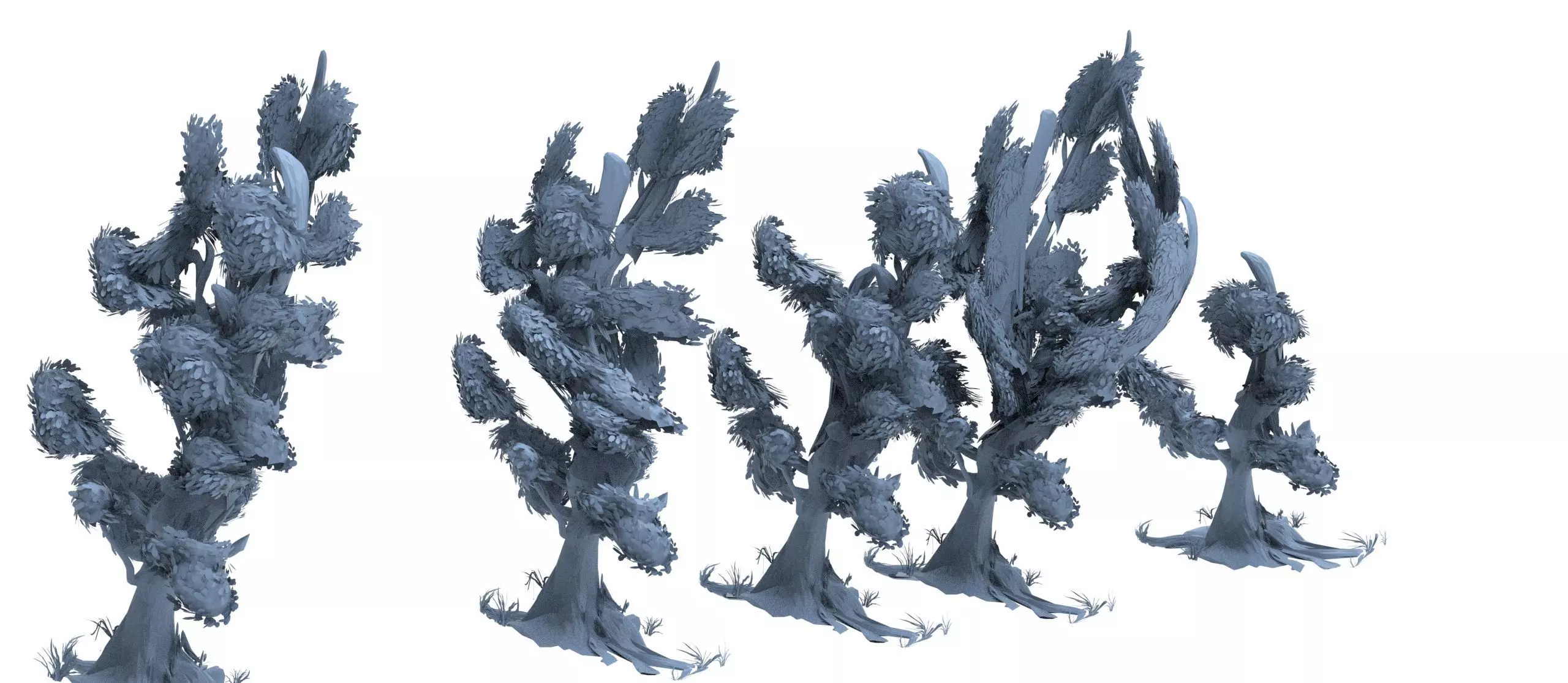 Norfolk stylised windy tree collection 1 3D model