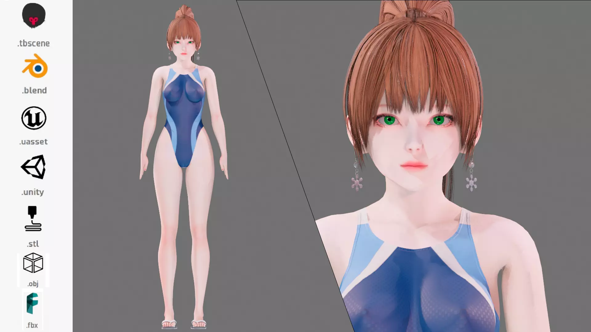 Bikini 0017 - UE5 - Unity - Blender - Animated Low-poly 3D model_0