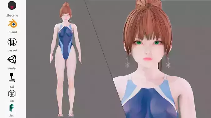 Bikini 0017 - UE5 - Unity - Blender - Animated Low-poly 3D model