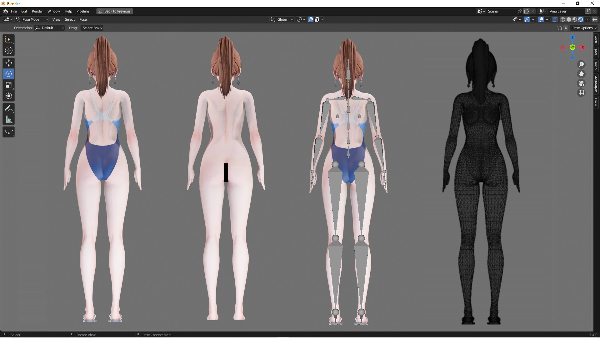 Bikini 0017 - UE5 - Unity - Blender - Animated Low-poly 3D model_4
