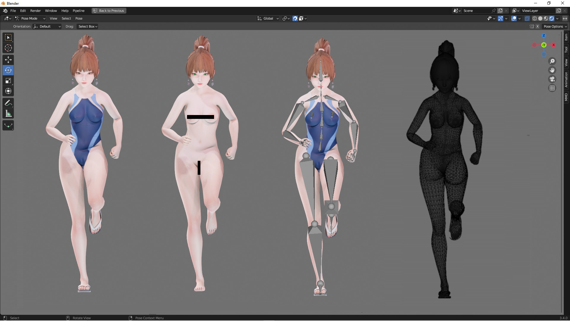 Bikini 0017 - UE5 - Unity - Blender - Animated Low-poly 3D model_5