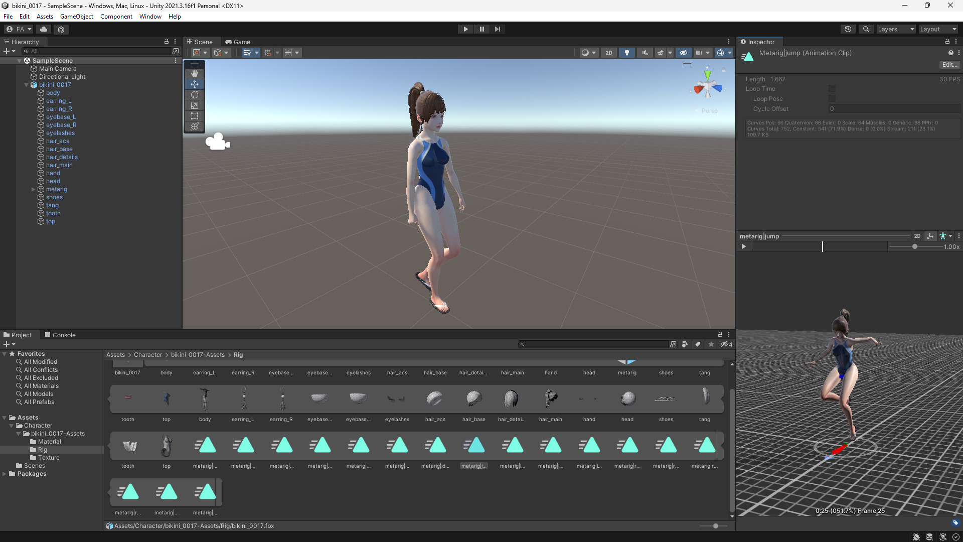 Bikini 0017 - UE5 - Unity - Blender - Animated Low-poly 3D model_9