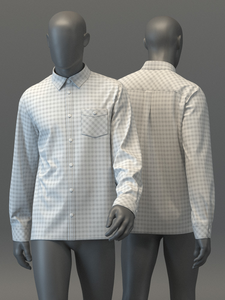 Flannel Check Shirt 3D model_4