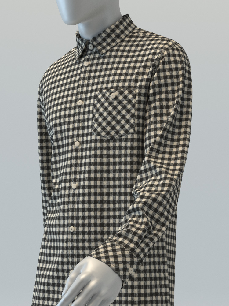 Flannel Check Shirt 3D model_7
