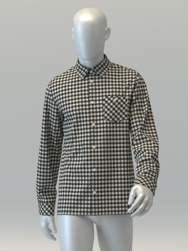 Flannel Check Shirt 3D model_6