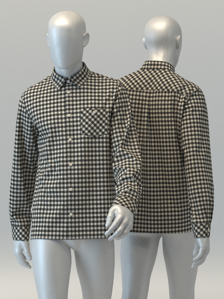 Flannel Check Shirt 3D model_3