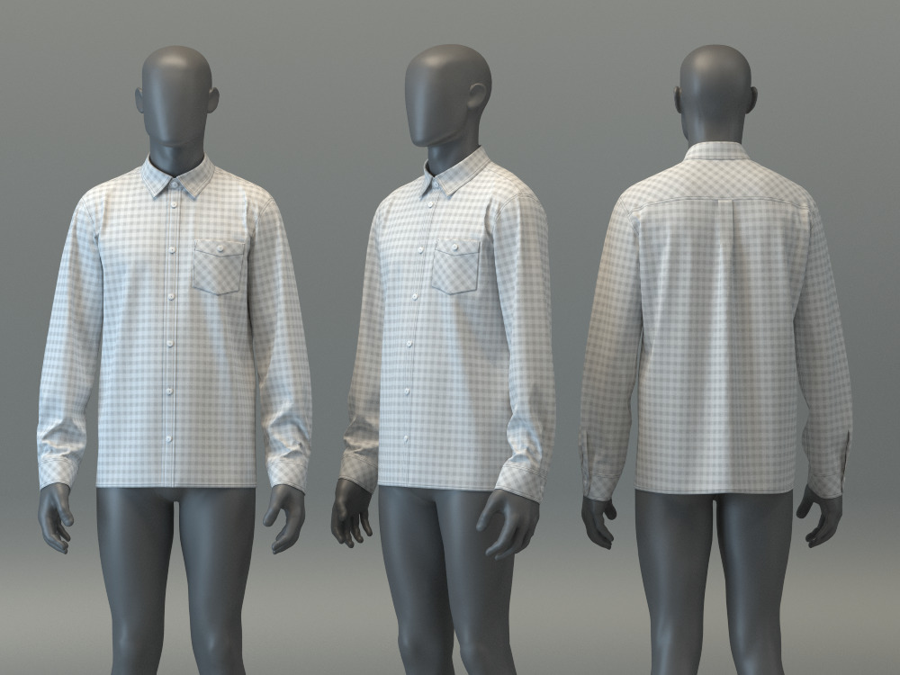 Flannel Check Shirt 3D model_2