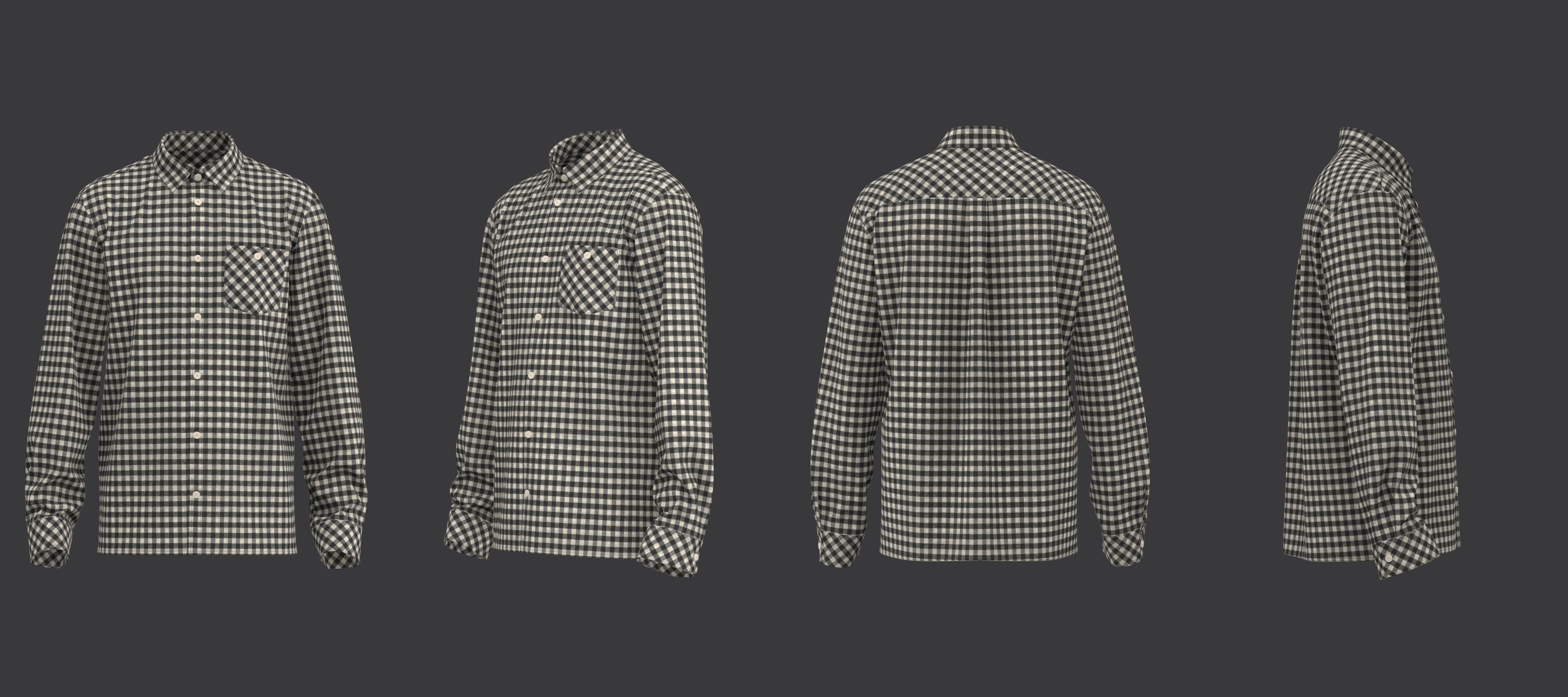Flannel Check Shirt 3D model_10