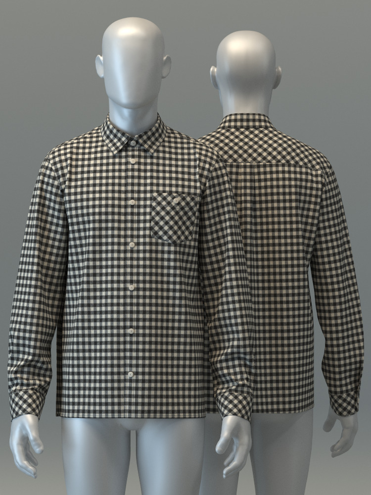 Flannel Check Shirt 3D model_5