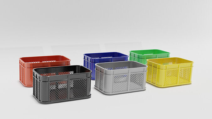 Plastic Crates Low-poly 3D model