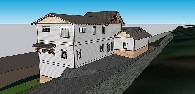659 Wooden big House 3D model 4