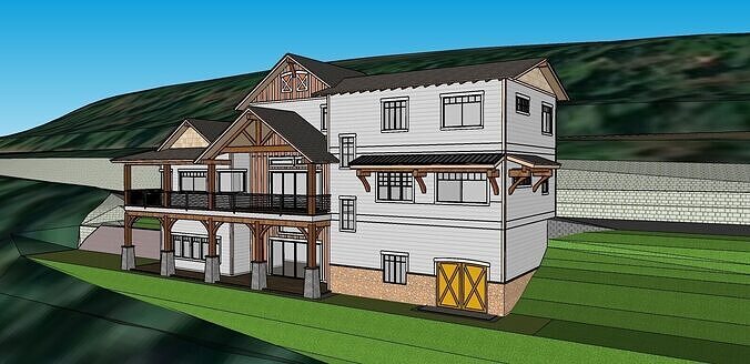 659 Wooden big House 3D model 6