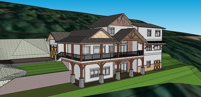 659 Wooden big House 3D model 7