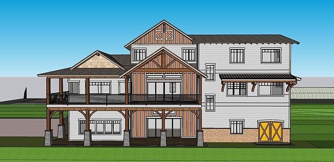 659 Wooden big House 3D model 5