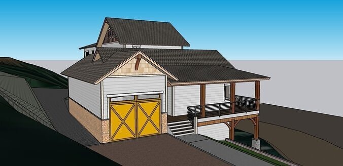 659 Wooden big House 3D model 2