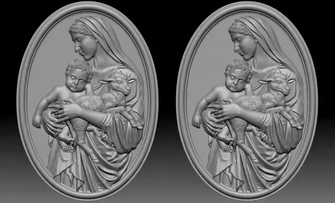 Mary with Baby Jesus for cnc 3D print model