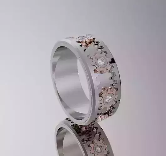 Gear ring small band ring rotate mechanism 8 diamond