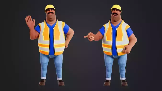Cartoon Worker Rigged