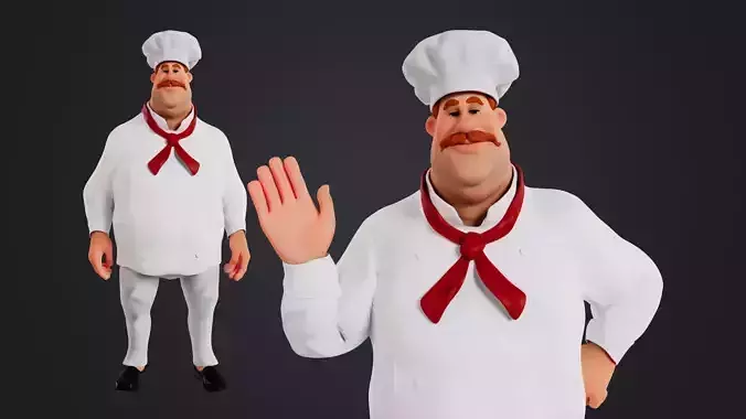 Cartoon Chef Rigged Low-poly 3D model
