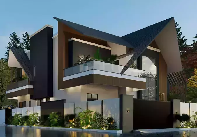 Modern Luxury Villa 3D Model High-Quality Architectural  3D model