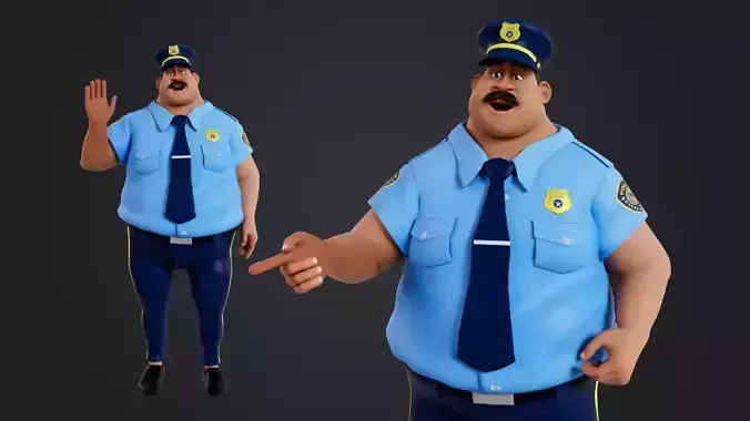 Cartoon Police Rigged Low-poly 3D model