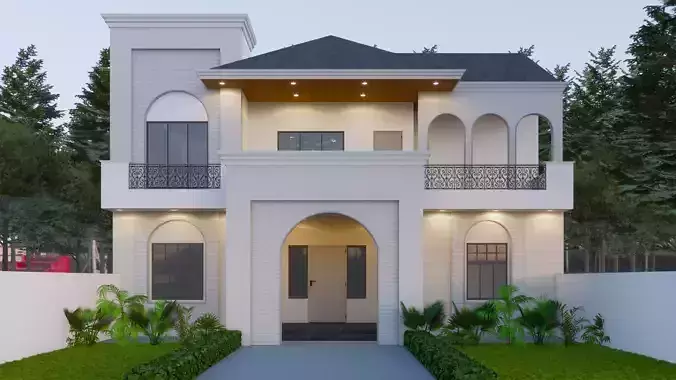 Luxurious Modern Villa  High-Quality 3D Model with Realistic