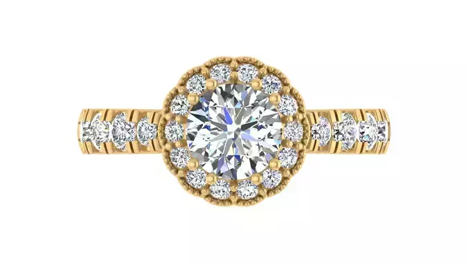 Elegant Halo Round Diamond Engagement Ring 3D print model