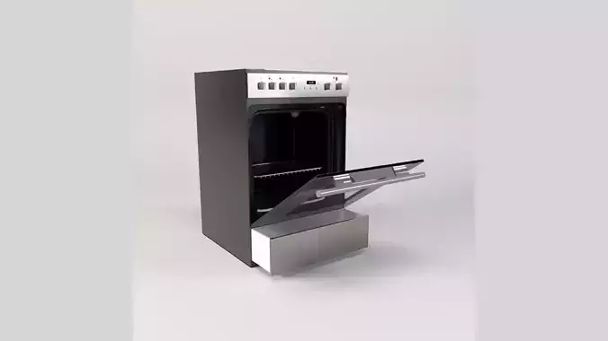 Gas Cooker With Oven Low-poly 3D model