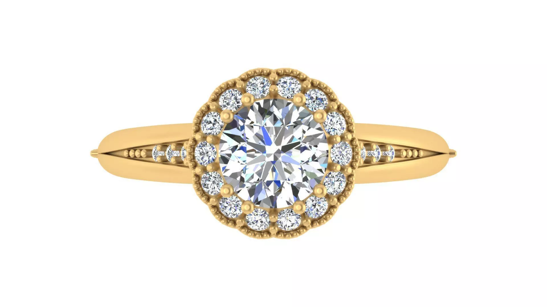 Classic Halo Round Diamond Engagement Ring 3D print model