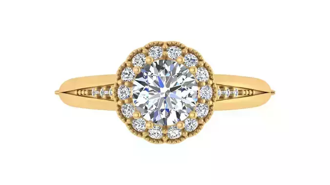 Classic Halo Round Diamond Engagement Ring 3D print model