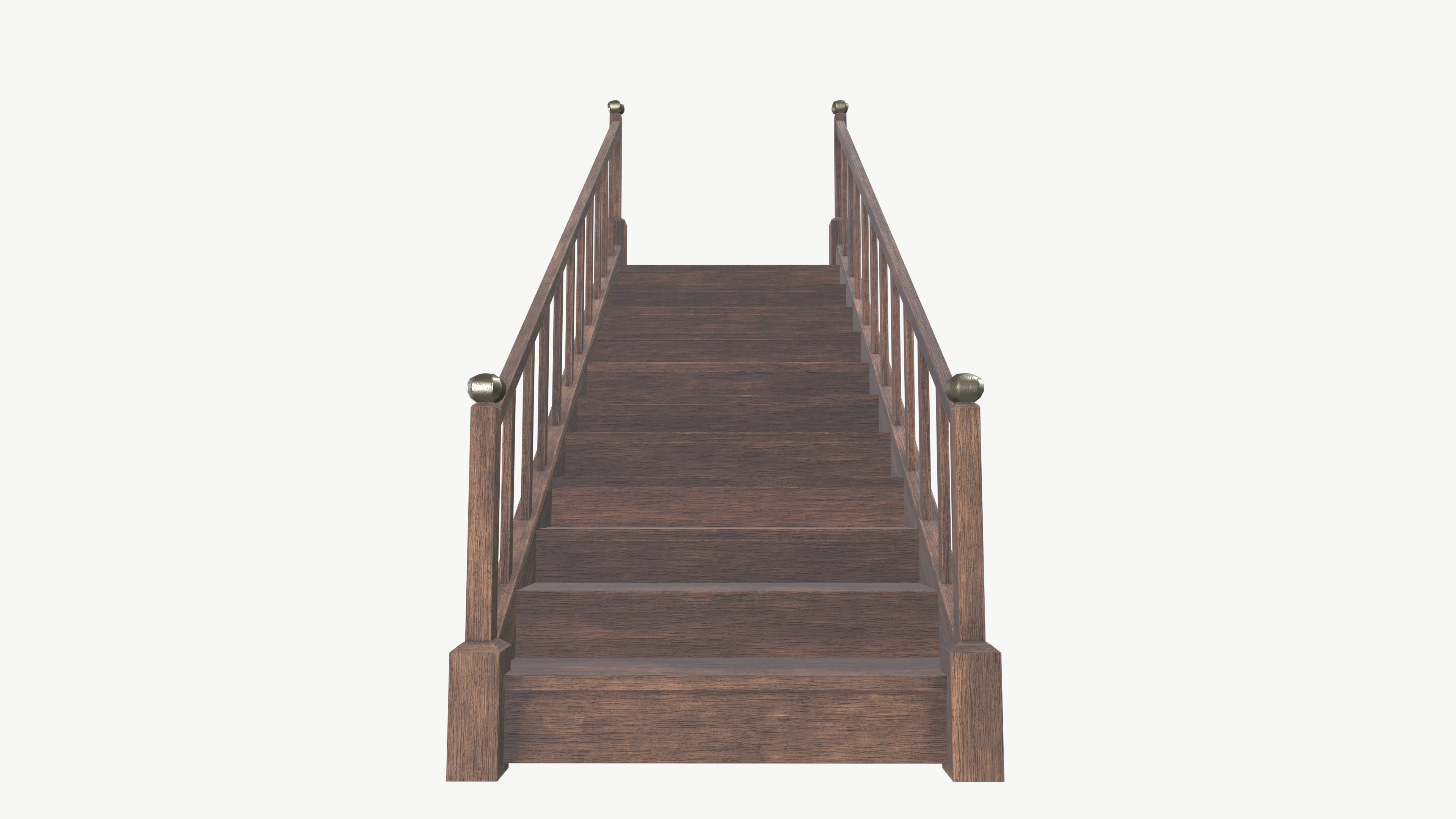 Wooden Stairs Low-poly 3D model_7