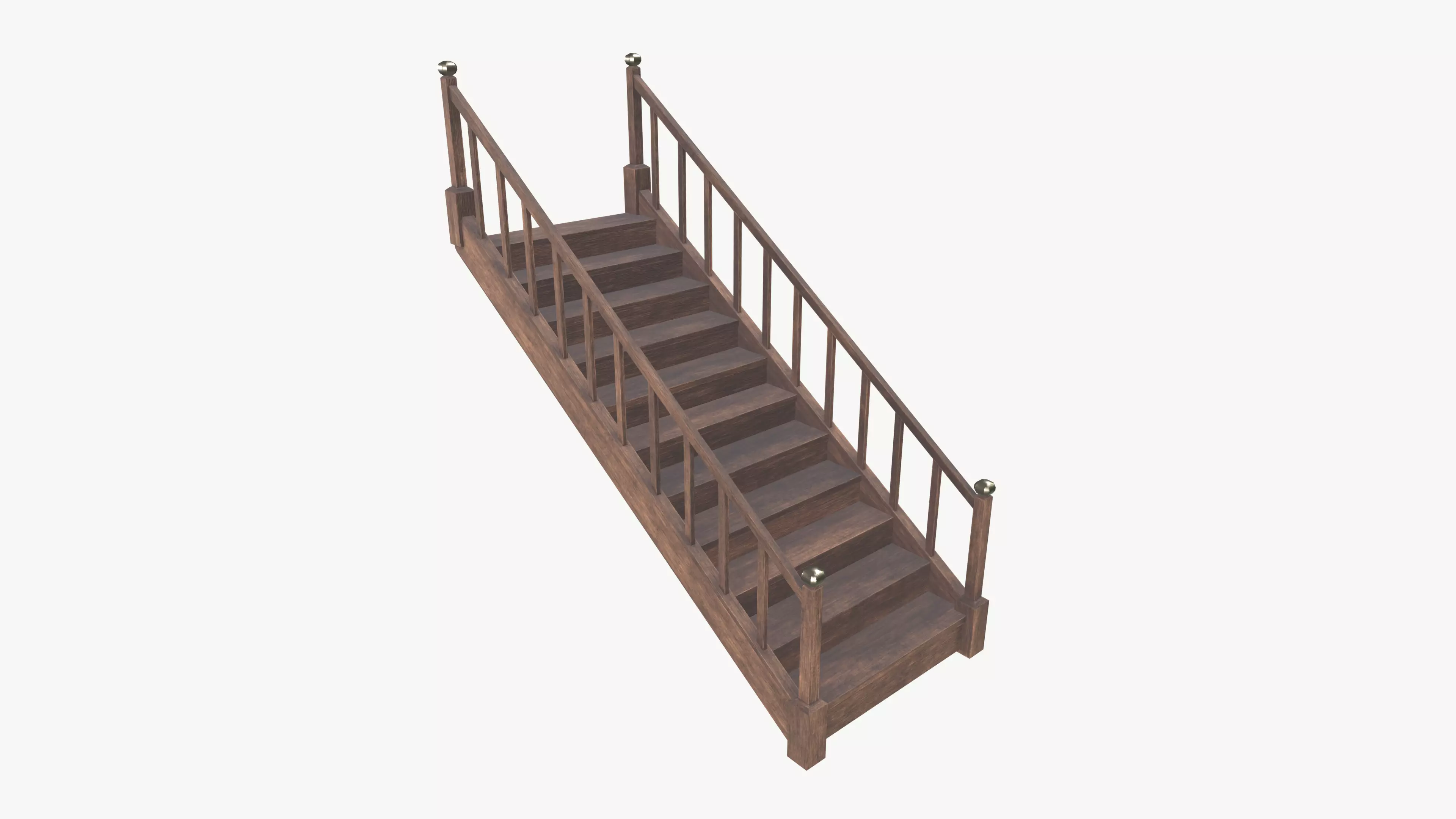 Wooden Stairs Low-poly 3D model_0