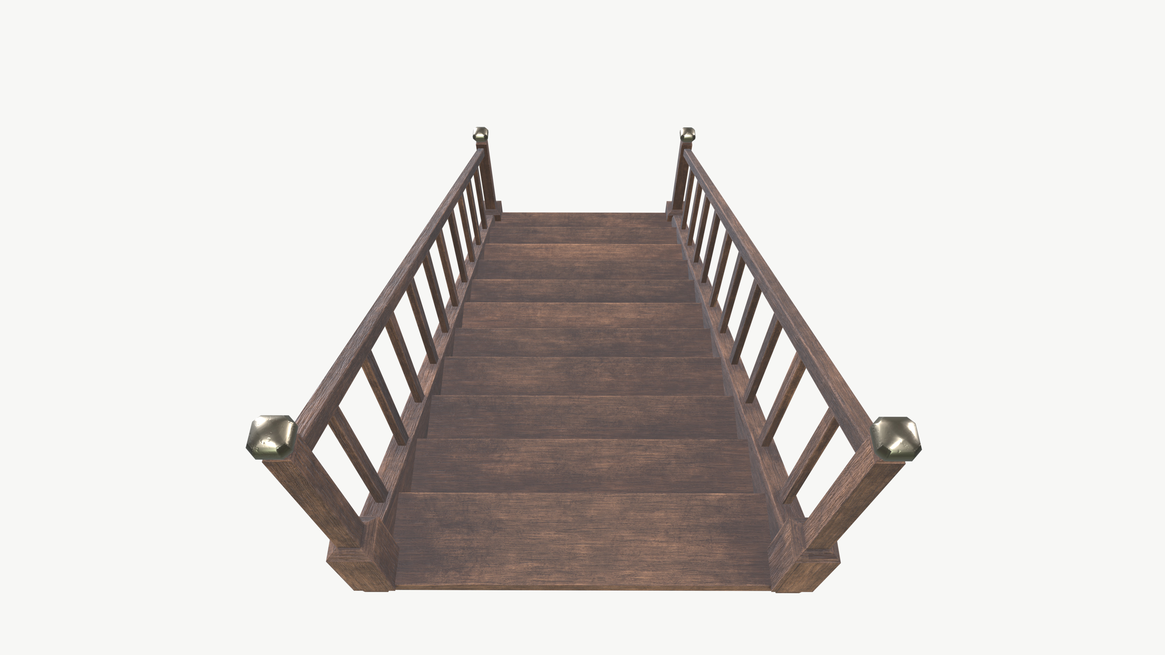 Wooden Stairs Low-poly 3D model_2