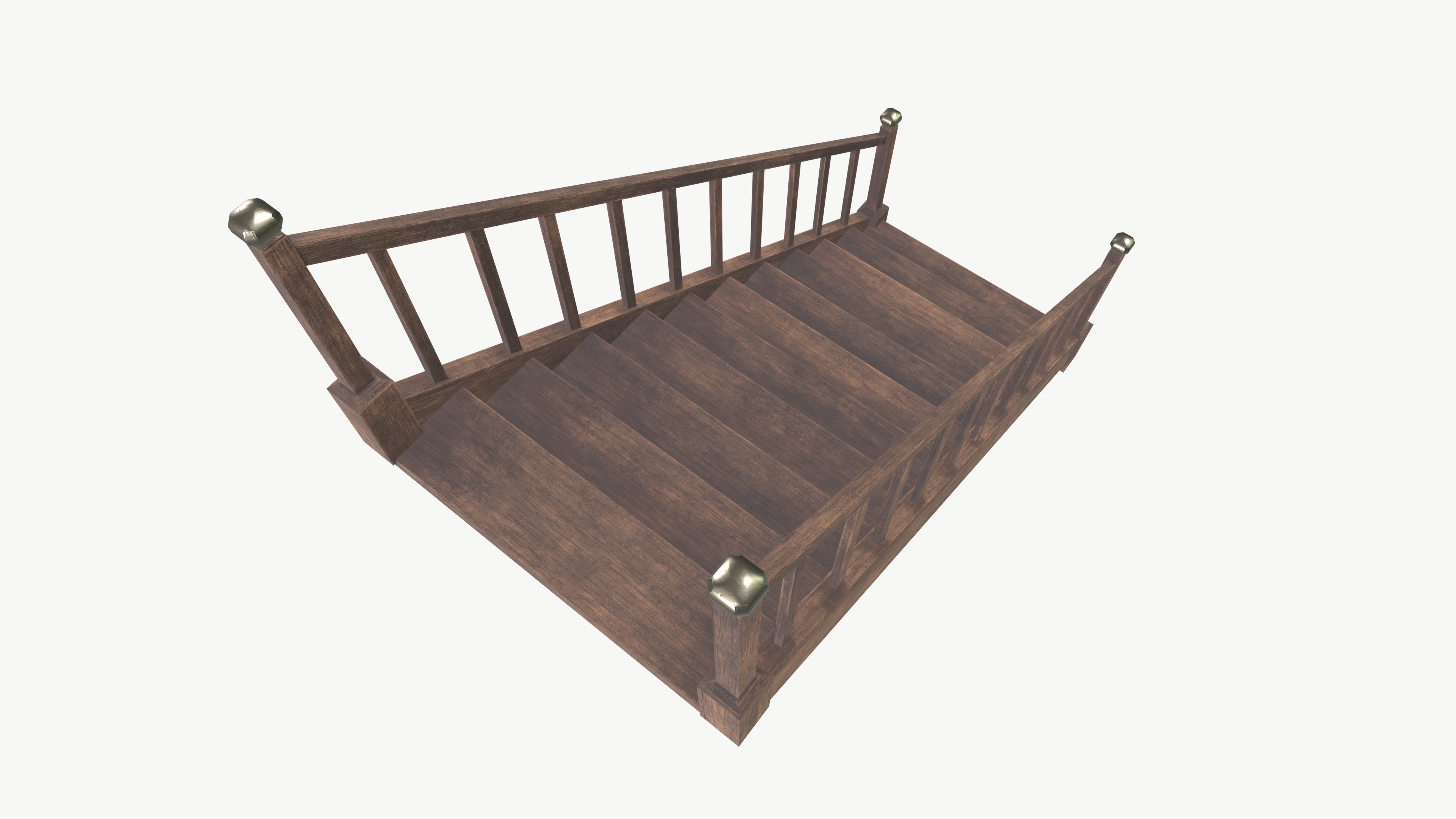 Wooden Stairs Low-poly 3D model_5