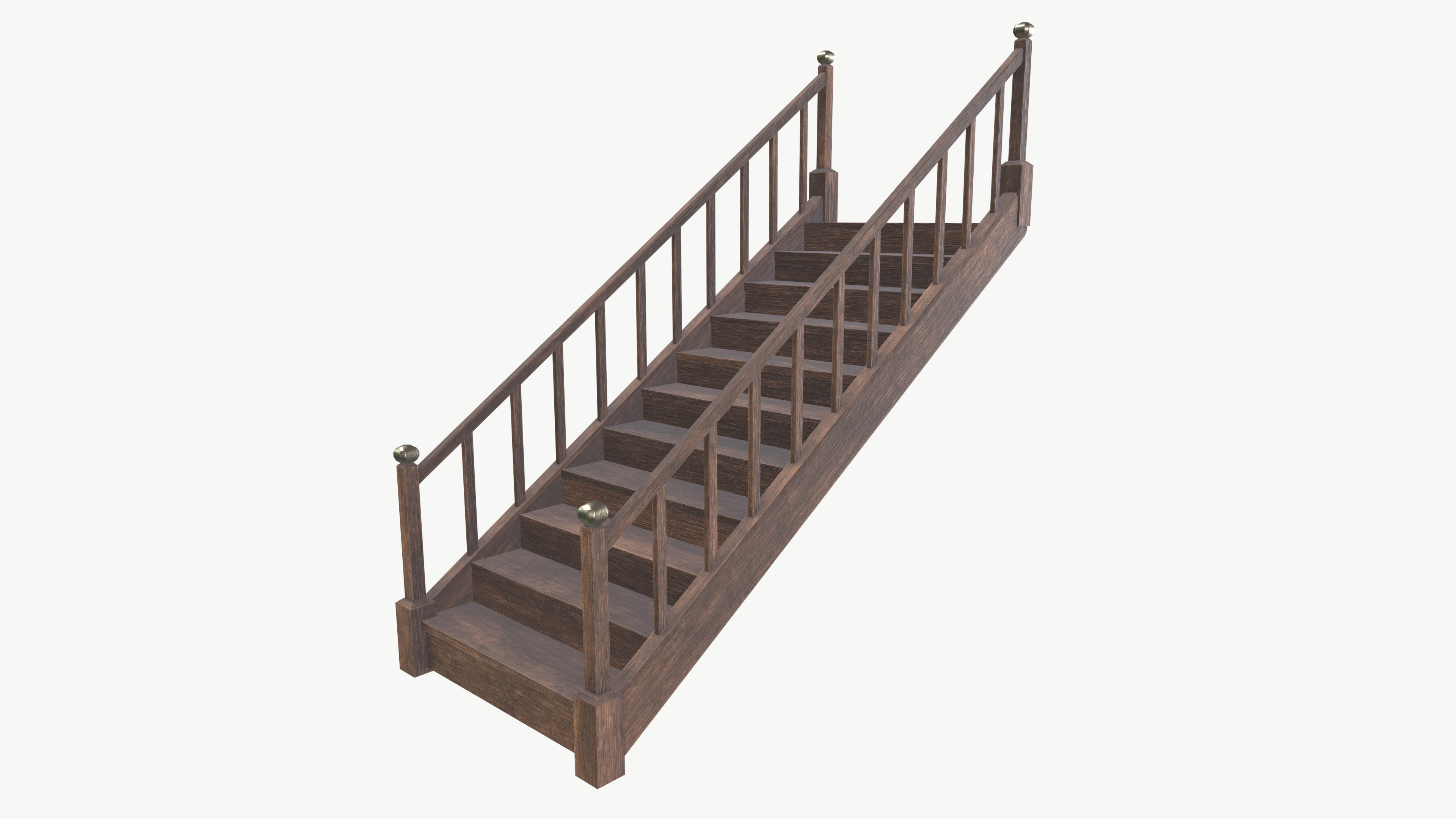 Wooden Stairs Low-poly 3D model_3