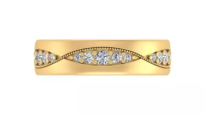 Elegant Wave Diamond Band   Classic and Timeless Design 3D print model