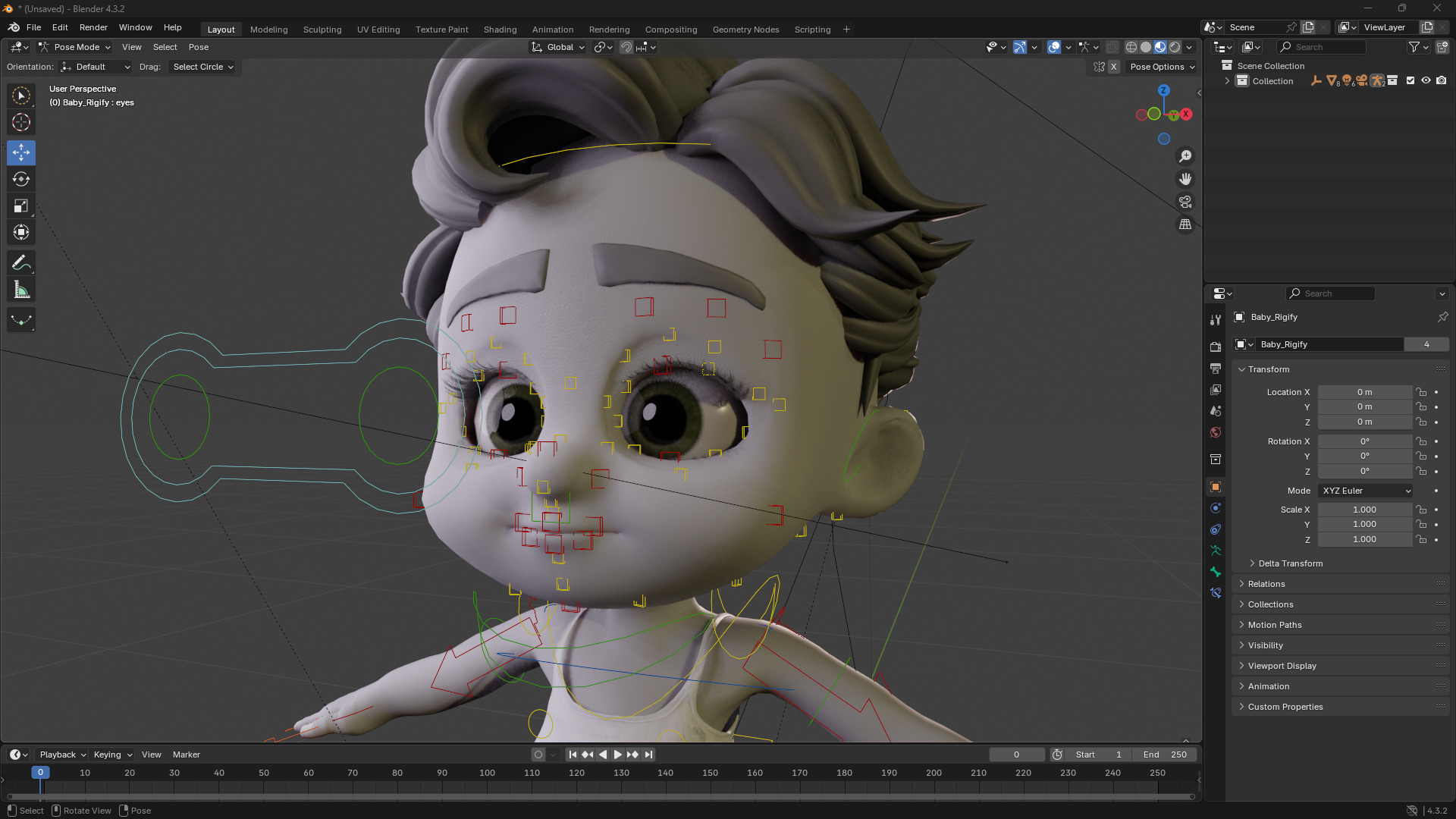 Free Toon Child Stylized Cartoon Kid Rigged Baby Character Free low-poly 3D model_16