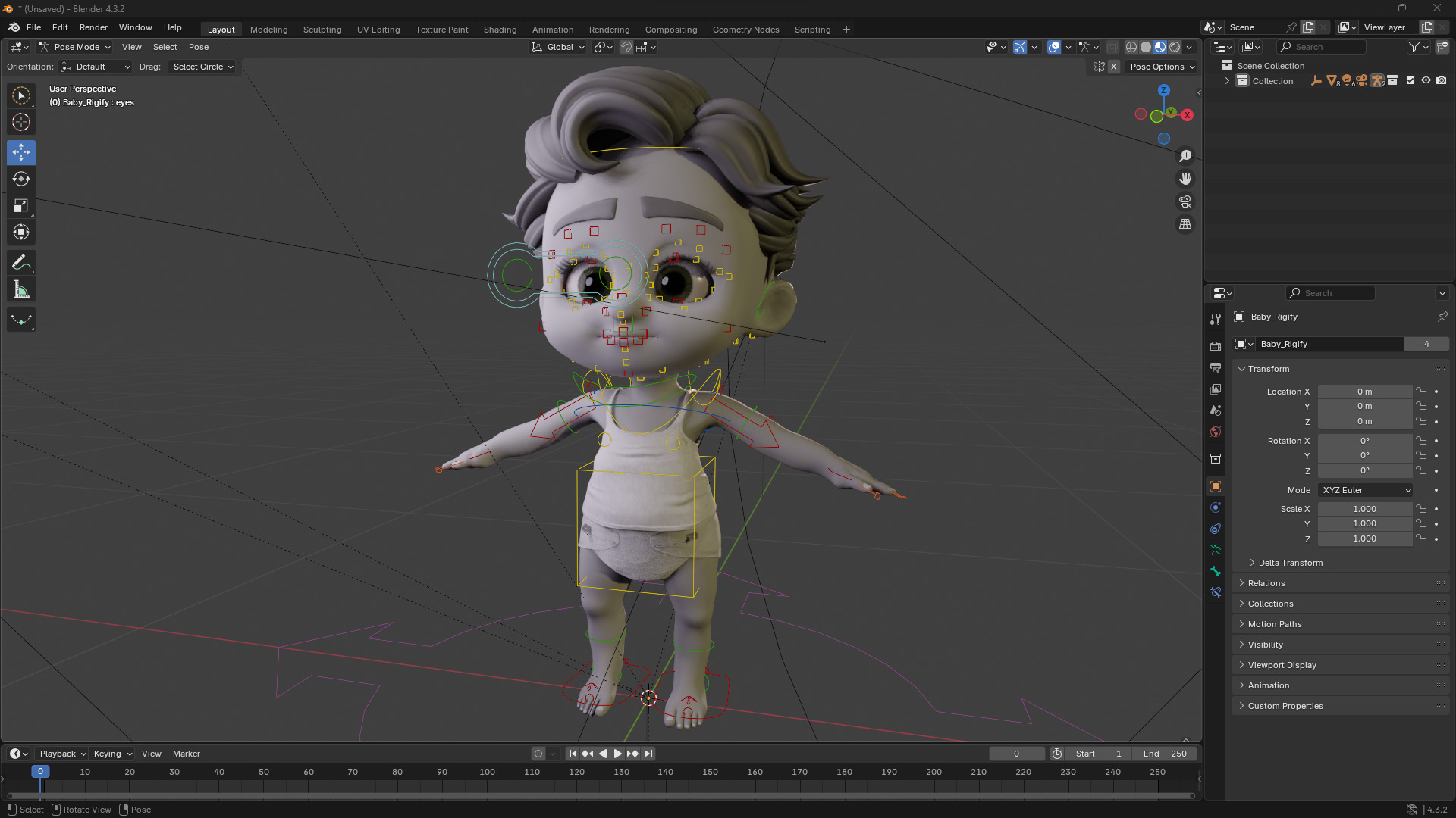 Free Toon Child Stylized Cartoon Kid Rigged Baby Character Free low-poly 3D model_15