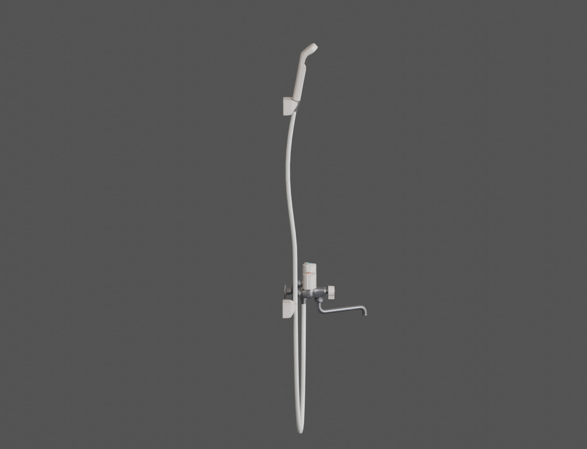 Low-Poly Japanese Shower Faucet Set Low-poly 3D model_14