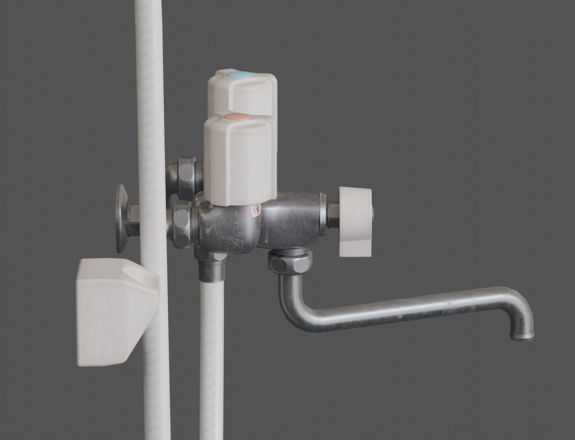 Low-Poly Japanese Shower Faucet Set Low-poly 3D model_7