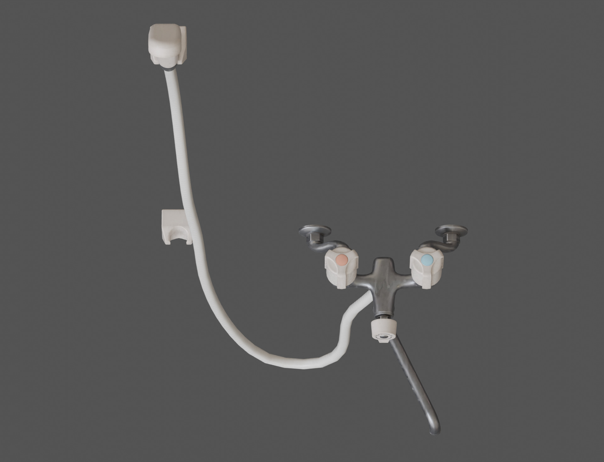 Low-Poly Japanese Shower Faucet Set Low-poly 3D model_12