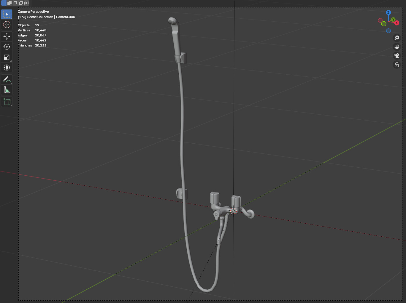 Low-Poly Japanese Shower Faucet Set Low-poly 3D model_18