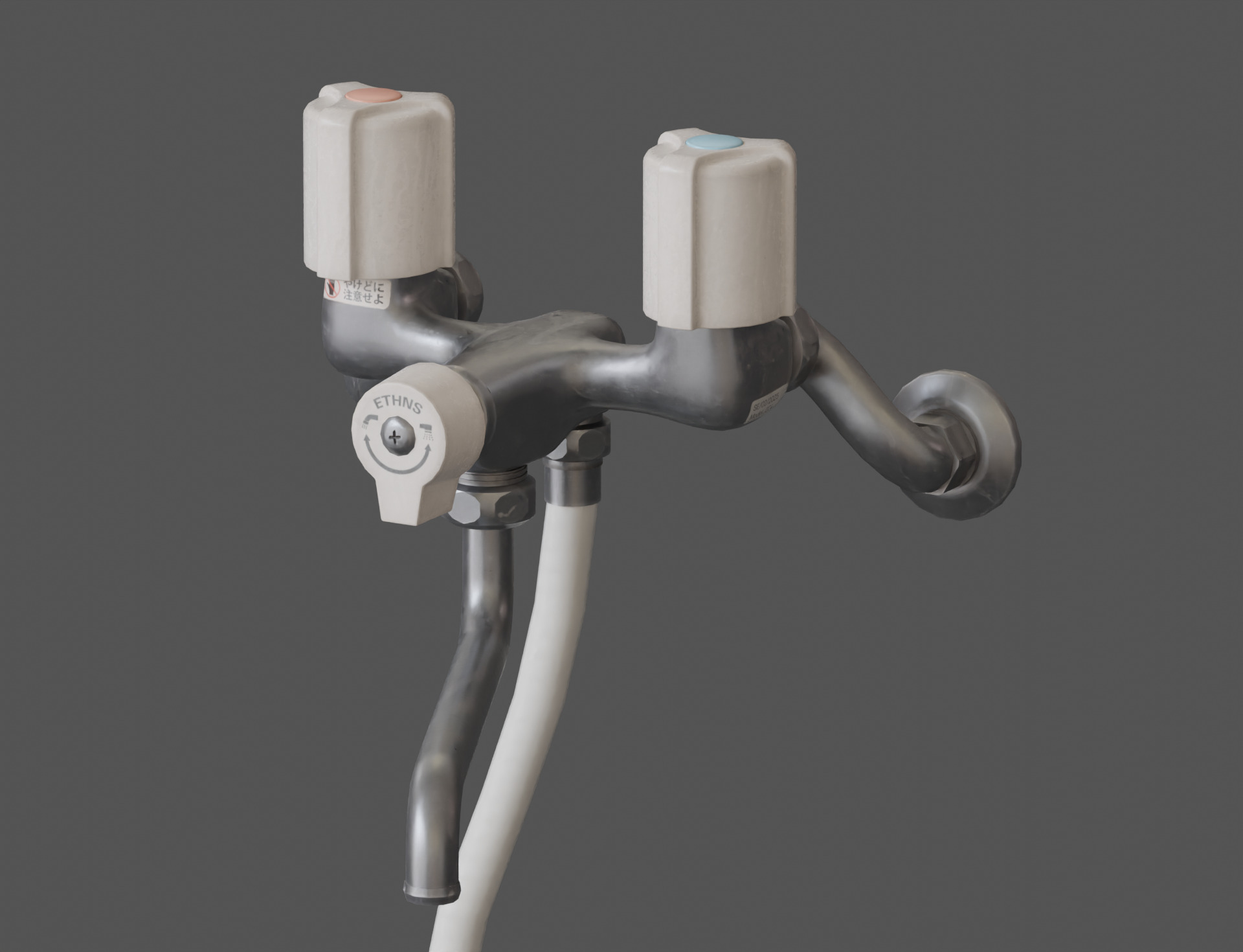 Low-Poly Japanese Shower Faucet Set Low-poly 3D model_3