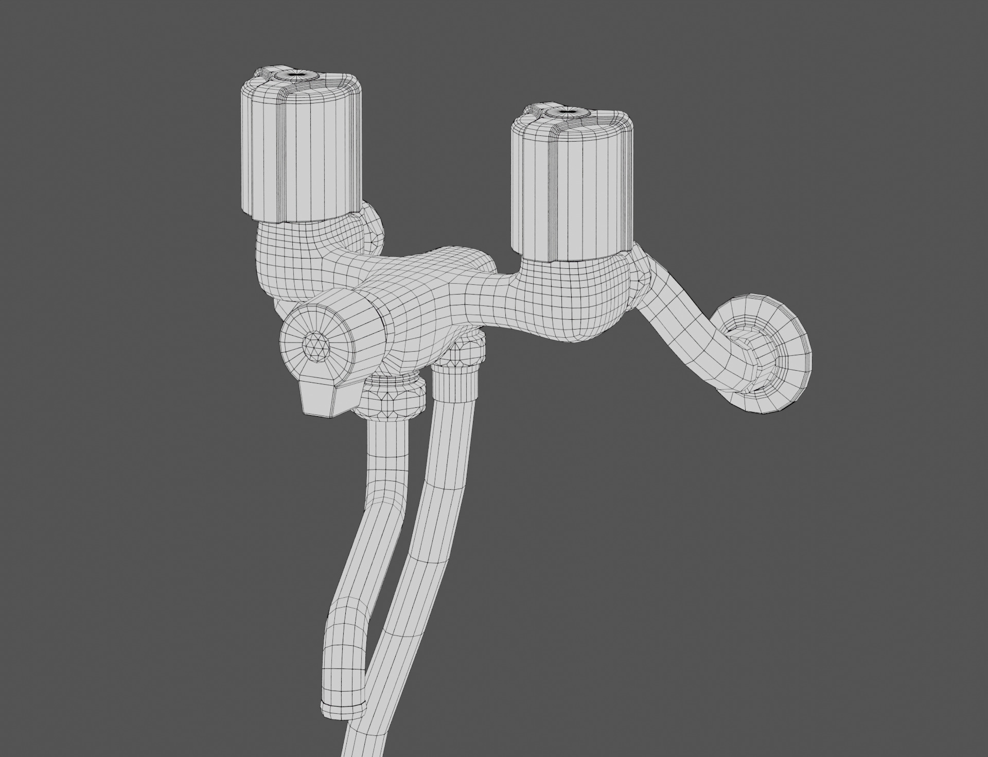 Low-Poly Japanese Shower Faucet Set Low-poly 3D model_16