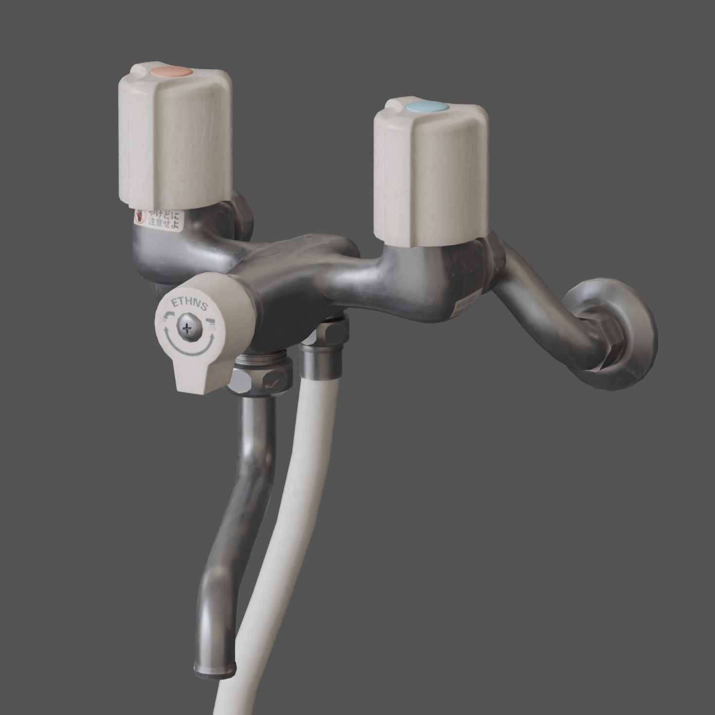 Low-Poly Japanese Shower Faucet Set Low-poly 3D model_1