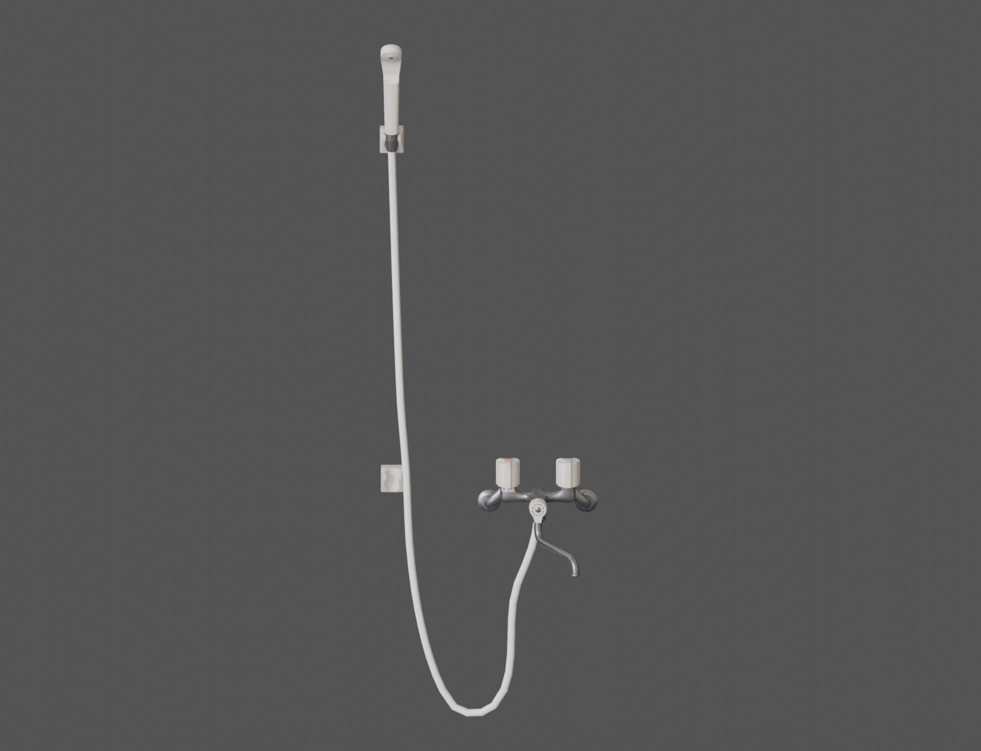 Low-Poly Japanese Shower Faucet Set Low-poly 3D model_15